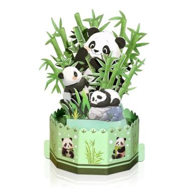 Imagem de Coralogo Cartão de aniversário panda pop up para crianças - Cartões de aniversário de bambu hexagonais 3D Panda com envelope para dia dos namorados todas as ocasiões, presentes de decoração para
