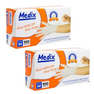 Imagem de Kit Com 2 Luva de Procedimento Látex Com Pó Medix | Tamanho M | 200 Unidades | Cor Branca | 2 Caixinhas