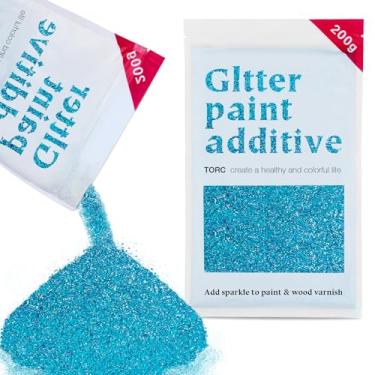 Imagem de TORC Aditivo de tinta com glitter azul – Pó de glitter de vários tamanhos para tinta acrílica, paredes, móveis de madeira e artesanato (200 g) - Uso interior/exterior em todos os acabamentos