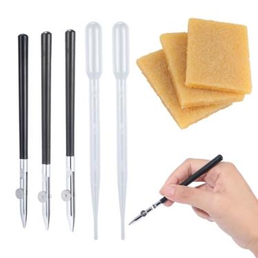 Imagem de arricraft 3 canetas de governar artísticas, ferramenta de desenho para mascarar linhas finas de fluido e desenhos técnicos, com 3 peças de borracha de borracha, 10 conta-gotas de plástico de 3 ml, 3