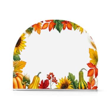 Imagem de Qilmy Dia de Ação de Graças Outono Girassóis Porta-guardanapos de acrílico, Porta-guardanapos para Mesas Cozinha Restaurante Decoração de Casa, Suporte Decorativo Moderno para Jantar Guardanapos de