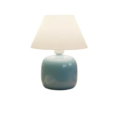 Imagem de Abajur Luminaria Ceramica Porcelana Bivolt Com Cupula para Decoração Quarto Escritorio Sala Infantil Adulto(Azul)