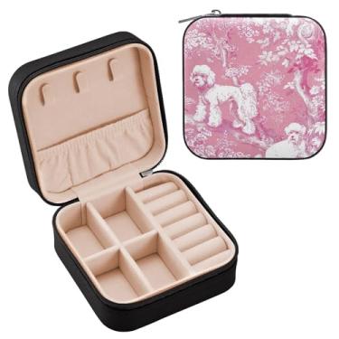 Imagem de YETTASBIN Caixa de joias de cachorro fofo para adolescentes, meninas, mulheres, presente de aniversário, Natal, caixa de armazenamento portátil de couro PU, mini estojo de joias de viagem para colar