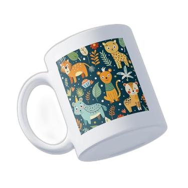 Imagem de Caneca Xícara Café Porcelana 300ml Com Desenho Pinguim Rosa