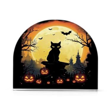 Imagem de Wassud Porta-guardanapos acrílico para gatos Happy Halloween, dispensador de guardanapos de papel moderno em forma de U para mesa, cozinha, sala de jantar, bancada 1 peça (comporta 50-60 guardanapos)