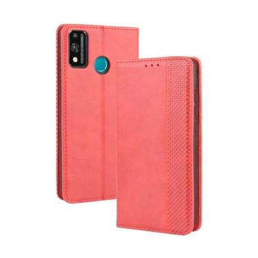 Imagem de Capa flip de couro para HUAWEI Honor 9X Lite,Flip magnético retro,Caso de telefone de couro PU,Design de carteira com 3 slots de cartão e 1 clipe de dinheiro -Red