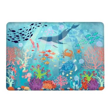 Imagem de Yicomon Compatível com MacBook Air 15 polegadas 2023 M2 2025 chip M4 modelo A2941 A3241, capa rígida de plástico para Mac Air 15 com Touch ID (2023) - Tartarugas baleias do mundo subaquático