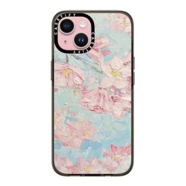 Imagem de CASETiFY Capa compacta para iPhone 15 [leve/1,2 m. 2X proteção contra quedas de grau militar/fina] - Yoshino Cherry Blossoms - preto transparente