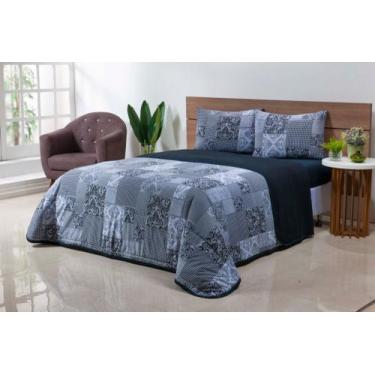 Imagem de Cobre leito dupla face em malha 100% algodão estampado casal queen 03 