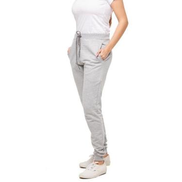 Imagem de Calça Feminina de Moletom Jogger Slim Fit Básica Lisa-Feminino