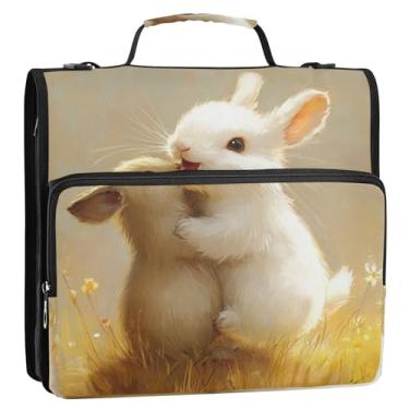 Imagem de Coikll Pasta expansível para fichário com zíper de coelho, organizador de fichário com alça de ombro e alça para facilitar o transporte