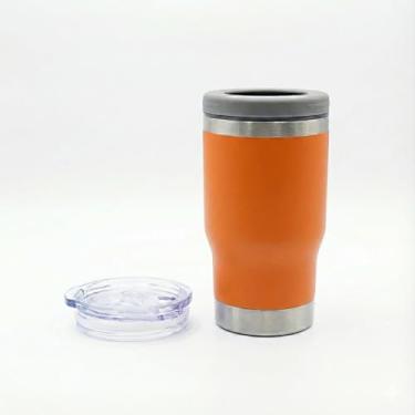Imagem de Copo Térmico 3 em 1 de Aço Inox, Azul, 420ml, Porta Long Neck, Lata e Bebidas, com Tampa de Silicone e Plástica, Isolamento a Vácuo, Abridor Integrado (Laranja)