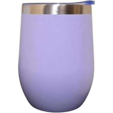 Imagem de Copo Térmico de Aço Inoxidável, 350ml, Tampa Hermética, Branco, Cilíndrico, Moderno, para Café e Bebidas lilas