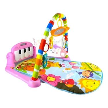 Imagem de Tapete de Atividades para Bebês com Piano Musical, Ginásio Educacional, Colorido, 72x46x42 cm, 0-18 Meses, com Móbile e Brinquedos Pendurados