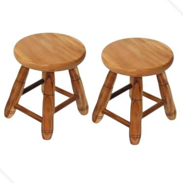 Imagem de Banquinho Madeira Maciça Banco banqueta Pequeno Tamborete 29 cmpara Crianças, Banheiro, Sala e Jardim - Banco Auxiliar, Pé de Cama e Objeto Decorativo(2 Banquinhos)