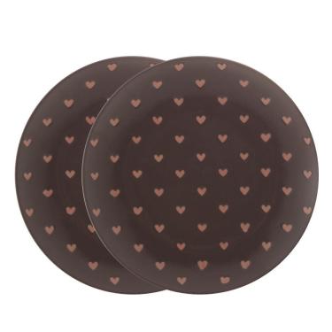 Imagem de Jogo 2 Pratos De Sobremesa Em Cerâmica Coração Cinza Wolff 19,5cm