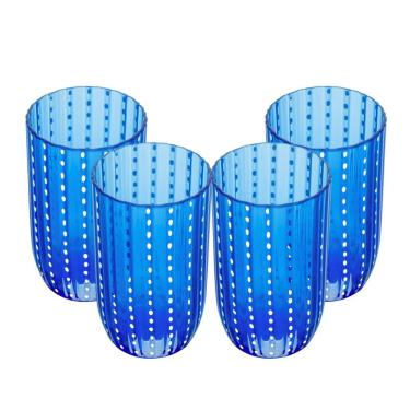 Imagem de Jogo 4 Copo Alto De Acrílico Orquídea Azul Para água Suco 450ml Wolff