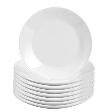 Imagem de Jogo 8 Prato Raso De Vidro Opalino 26cm Branco Classic Em Casa Tem