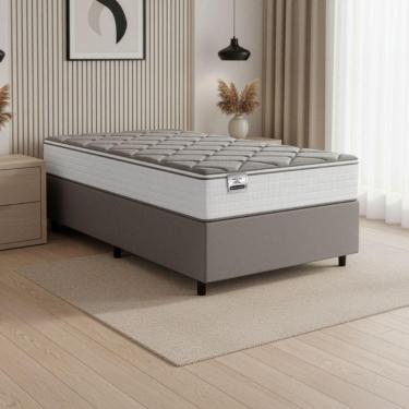 Imagem de Cama Box Solteiro Real Max Force Softgel 88x188x65cm - Suporta Até 200 Kg Branco/Cinza