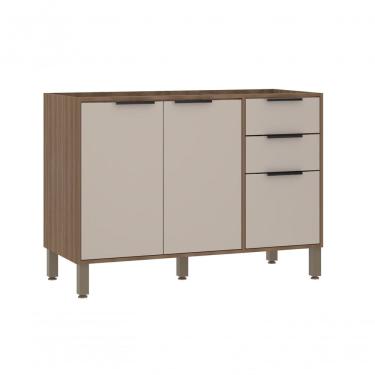 Imagem de Balcão De Pia Sem Tampo 120 Cm 2 Portas E 3 Gavetas Aspen Luciane Móveis beige