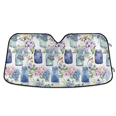 Imagem de Guarda-sol de carro em vaso colorido azul e roxo dobrável, proteção UV dobrável para janela de carro, para caminhão, SUV, carro mantenha fresco