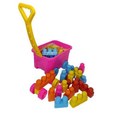 Imagem de Box Rodinhas Puxador Montar Encaixar 26 Peças Grande Otima Qualidade -