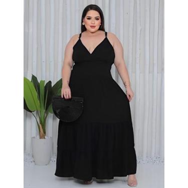 Imagem de Vestido Feminino Longo Alcinha Regulável Plus Size - Rezes Moda, Preto
