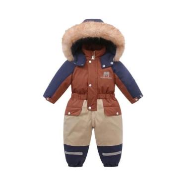 Imagem de Macacão De Inverno Infantil Impermeável Com Capuz, Casaco Espesso Para