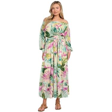 Imagem de GUESS Vestido longo tomara que caia Eco Josee, Estampa de fuga tropical, P