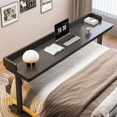 Imagem de HGTRH Mesa sobreposta de altura ajustável para laptop com rodas, mesa de trabalho sobre a cama com defletores, mesa de cama móvel para casa, mesa de cama rolante de hospital quarto H 130 cm