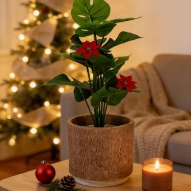 Imagem de HORTICAN Vaso de flores de concreto rústico com design de corda de juta, vaso texturizado para plantas de interior, vaso de flores retrô para suculentas, ervas, escritório e sala de jantar, bom