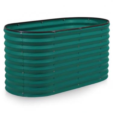 Imagem de Plant & Plot Canteiros elevados galvanizados para jardim ao ar livre // Canteiros elevados para jardinagem, legumes, flores // Grande caixa de jardim de metal (verde escuro) // Design patenteado sem