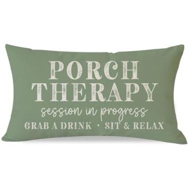 Imagem de PANDICORN Capas de almofada Farmhouse, 30 x 50 cm, sessão de terapia de varanda em andamento, verde sálvia, ao ar livre, rústico, lombar, decoração, primavera, verão, para decoração de sofá de sala de