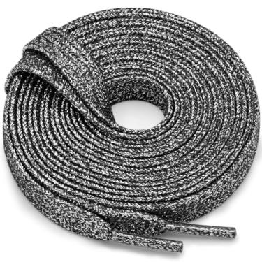 Imagem de WEGOODZF Cadarços planos com glitter: cadarços metálicos brilhantes para tênis - 2 pares, Prata preta 24, 31 inch (80CM)