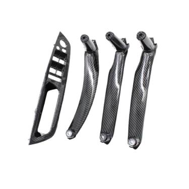 Imagem de Conjunto de capa para interruptor de elevação de janela, padrão de fibra de carbono, porta interna, maçaneta, apoio de braço, substituição, compatível com BMW X5 X6 2007-2013(LHD 4PCS Set)