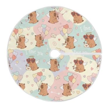 Imagem de Blueangle 1 saia de árvore de capivaras de aquarela para Dia dos Namorados de 90 cm - decoração de árvore de férias de poliéster macio e resistente a rugas (475)