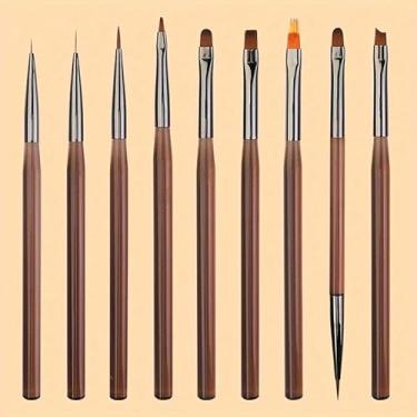 Imagem de 9 peças de pincéis profissionais para arte de unhas, versáteis para esmaltes em gel, ferramentas de manicure para pintura de precisão, escultura e designs detalhados
