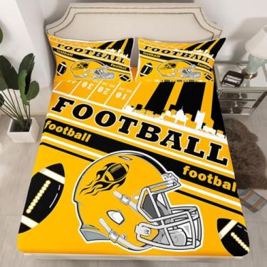 Imagem de Feelyou Jogo de lençol solteiro de futebol americano Pittsburgh, para fãs de futebol americano, mulheres, homens, cidade, rúgbi, esportes, decoração de quarto de crianças
