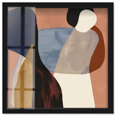 Imagem de Ochre Overlap I Shadowbox Print Modern Boho Wall Art por Art Remedy, moldura preta, 43 x 43 cm