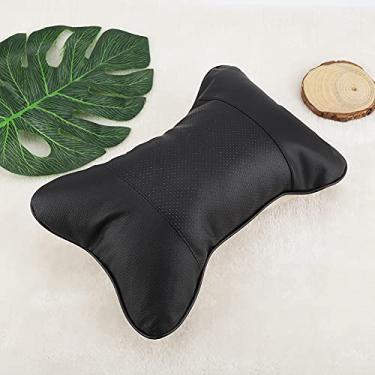 Imagem de GLOGLOW Almofada de Travesseiro, Almofada de Suporte de Pescoço de Couro Artificial, Capa Removível, Bege Preto Cinza Marrom, 9,84 X 6,3 X 2,76 Polegadas Macio Encosto de Cabeça de Carro Automático