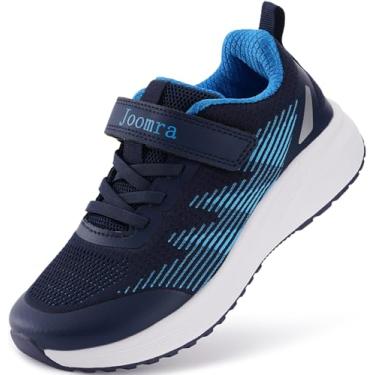 Imagem de Joomra Tênis infantil pequeno/grande com bico largo | Tênis de corrida para meninos e meninas + sola de borracha, Azul escuro, 16