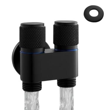 Imagem de Válvula Dupla de Registro para Torneira - Controle Independente de Água Fria e Quente, 3 Cores (Preta, Prata e Cinza), Instalação Fácil, Alto Padrão, Ideal para Banheiro, Cozinha e Lavanderia (preto)