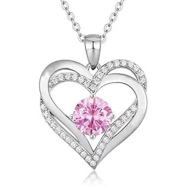 Imagem de Colar em forma de coração para mulheres e esposas, joia de ouro rosa, presente de Dia dos Namorados e Dia das Mães, colar de namorada, 40cm-45cm, Aço inoxidável, Sem Pedra Preciosa