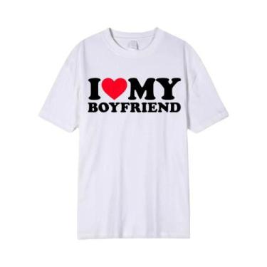 Imagem de Camiseta Unissex Com Estampa 'Eu Amo Meu Namorado(a)' Presente Para Na