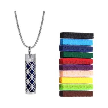 Imagem de Colar Difusor De Óleo Essencial Em Aço Inoxidável Para Mulheres Com Pa