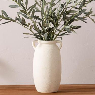 Imagem de Dobbyby Vaso de flores de cerâmica 30,5 cm Vaso rústico de cerâmica decorativa de terracota vasos altos para decoração de casa, manto de mesa, lareira, sala de estar, banheiro, casamento, centro de