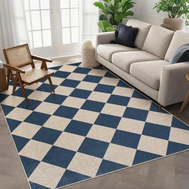 Imagem de GarveeHome Easy Jute Area Rugs 15 x 23 cm para sala de estar, antiderrapante, tapetes quadriculados, laváveis na máquina, tapetes modernos para ambientes internos e externos, para sala de jantar