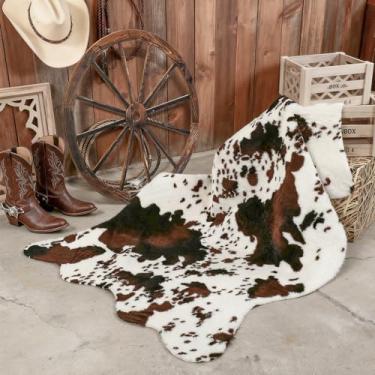 Imagem de Nuanchu Decorações de festa de cowboy ocidental, estampa de vaca, tapete de madeira para carroça vintage, rústico, decoração de festa ocidental, para decoração de aniversário com tema de caubói