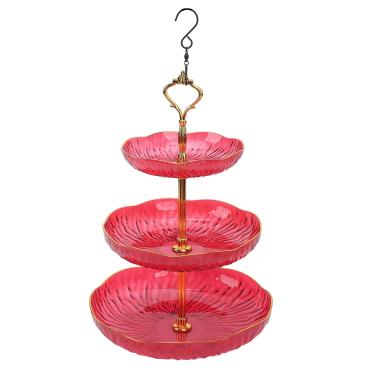 Imagem de aqxreight Alimentador de Pássaros Suspenso de 3 Camadas Tigela de SuspensãO Acrílica Bandeja de Banho para Pássaros Com Gancho para DecoraçãO de Quintal de Jardim Comida Vermelha Fazendo Variedade