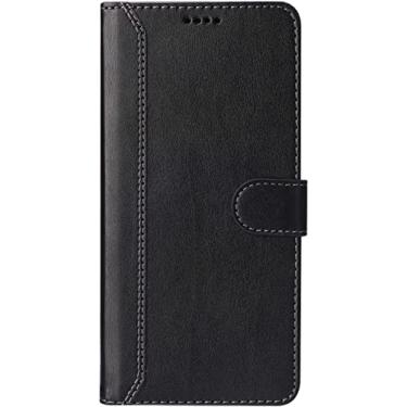 Imagem de KKFAUS Capa para iPhone 13/13 Mini/13 Pro/13 Pro Max, capa de celular de couro fólio Cflip com fecho magnético com suporte de cartão (cor: preto, tamanho: 13pro max 6,7 polegadas)